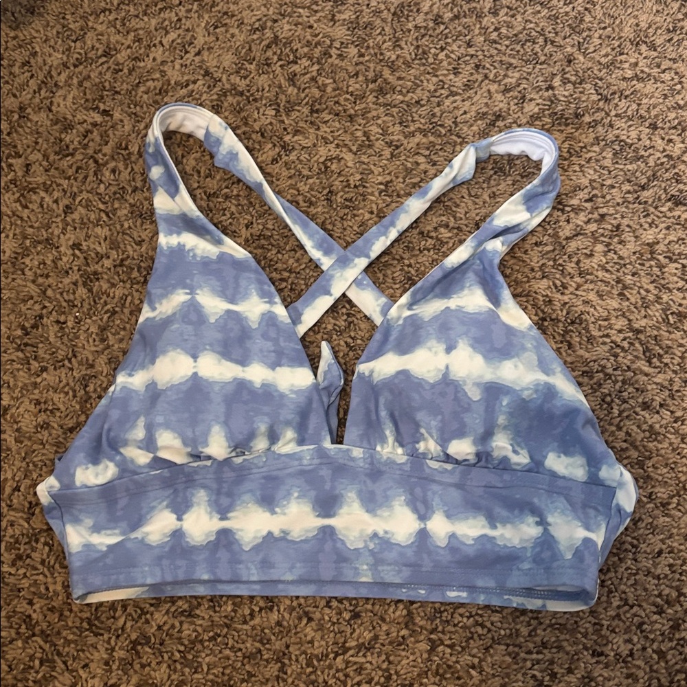Blue and White Tie-Dye swimsuit TOP ONLY